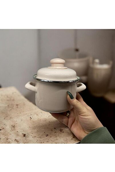 ALEV EMAYE 12 cm Mini Emaye Tencere – Şık & Çok Amaçlı minimal