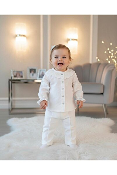 Cassiope CASSİOPE-KIZ BEBEK BRODELİ EKRU TAKIM