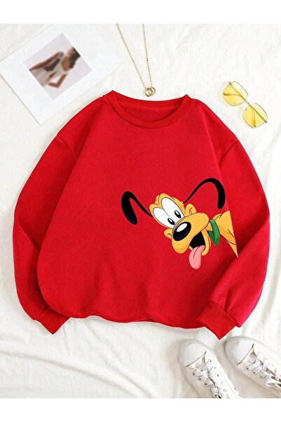 oneagılyazı 3 Yarn Combed Cotton Cute Dog Printed Circular Neck Unisex Oversi...