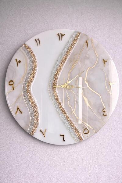 Sultan Tasarım Ceas de perete elegant cu design epoxidic de 40 cm, ceas decor...