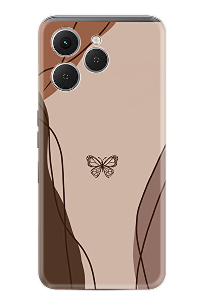 TECNO Spark 40 (Km5n) Kılıf Boutique Baskılı Resimli Kahve Kelebek Pcode -038