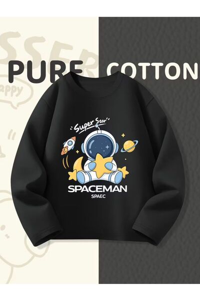 No Plan Момчешки суитшърт с принт на космонавт