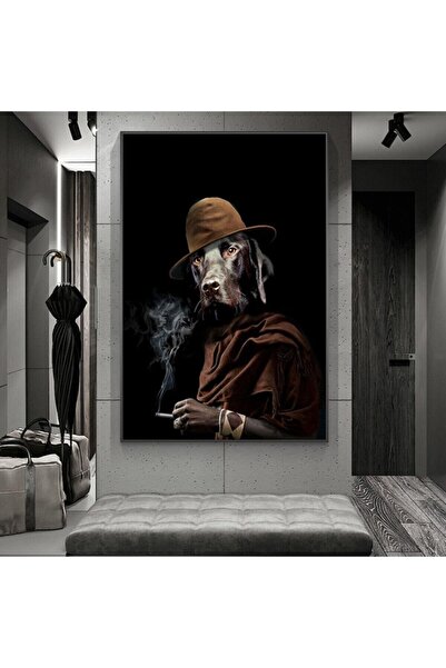 KanvasSepeti Pictură decorativă cu câine inspector în stil HD, în ulei, textu...