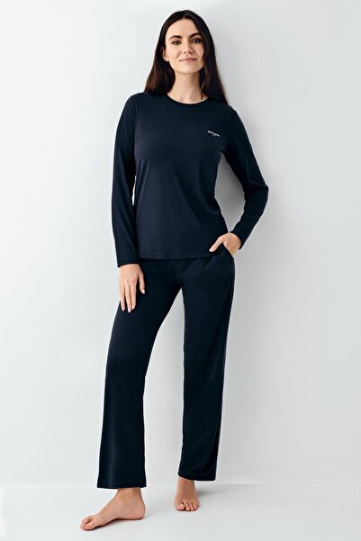 Pierre Cardin Women's navy blue 50% cotton 50% modal pajama set