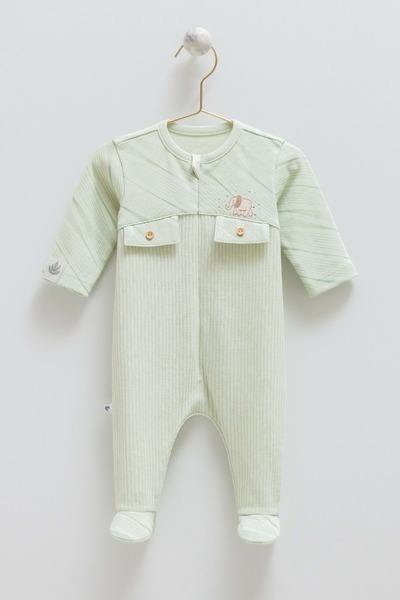 Caramell Good Baby Pocket Detail Front Zippered Jumpsuit Green
