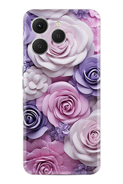 TECNO Spark 40 (Km5n) Kılıf Boutique Baskılı Resimli Mor Güller Pcode -029