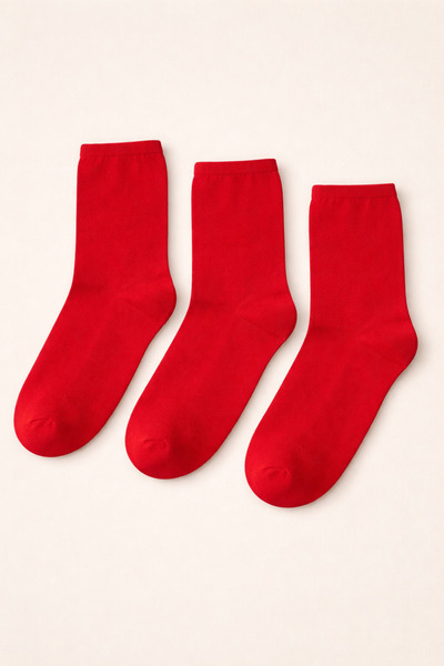 Katia&Bony Women's 3-Piece Basic Socks Red