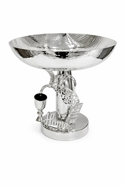 Urbanza حامل وعاء فضي فاخر مزخرف مع حامل شموع – قطعة مركزية أنيقة 30 سم