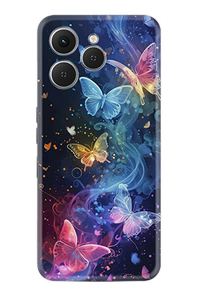 TECNO Spark 40 (Km5n) Kılıf Boutique Baskılı Resimli Neon Kelebekler Pcode -092
