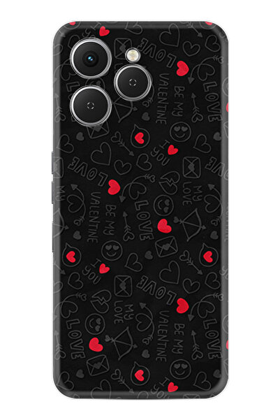 TECNO Spark 40 (Km5n) Kılıf Boutique Baskılı Resimli Siyah Kalp ve Ok Pcode -064