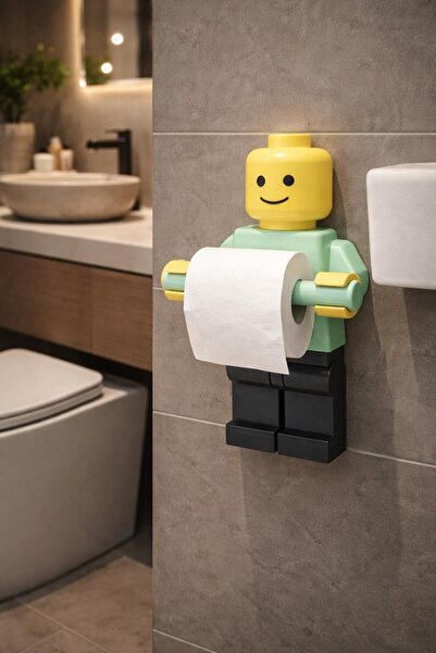 modu3d Lego Man Designed Fun Toilet Paper Holder – Decorative Bathroom Accessory