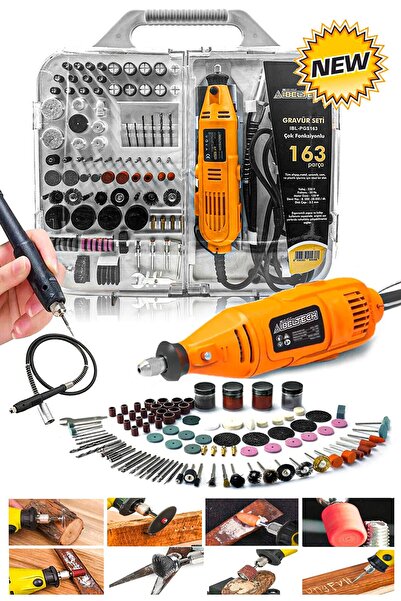 moontime alaçatı Pro 163 Parça Dramel Hobi Gravür ve Mini Taşlama Seti Çantalı