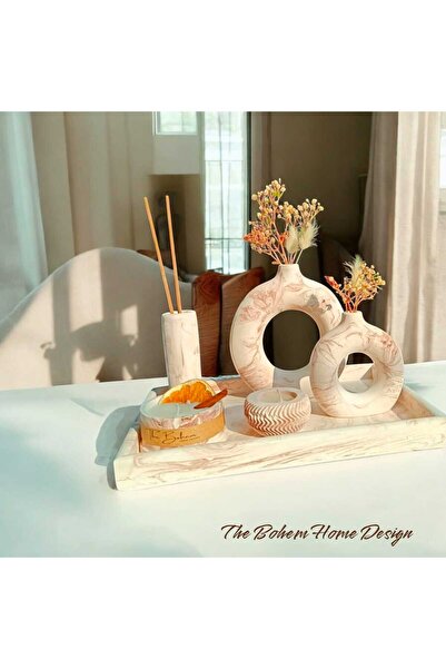 THE BOHEMM 6 parça Vazo Mum Set Tepsili