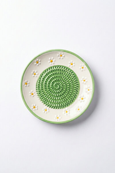 EVCİMEN El Yapımı Seramik Rende Tabağı (13 cm) –Sarımsak, Zencefil, Meyve Pür...