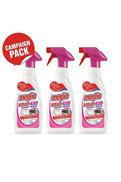 MEGLIO Spray, degreaser, with bleach, sanitizing foam, 3 x 650 ml