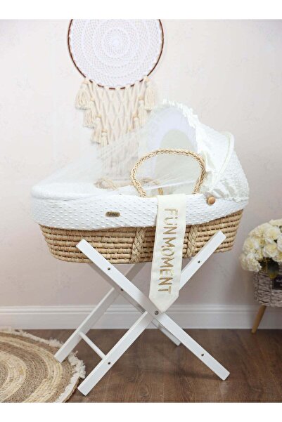 Mini Baby Moses Basket with Stand (Cream)