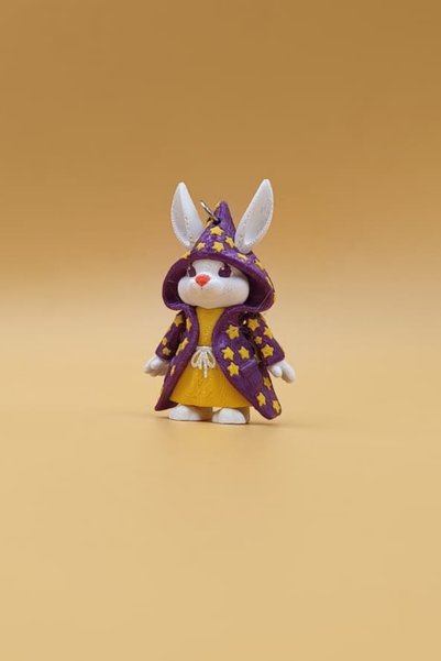 Rodopiva Cute Starry Cloaked Magician Rabbit Keychain Movable Keyring Bag Ornament Charm