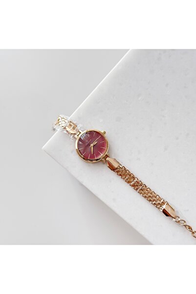Vesce Atelier Straw Cord Gold Watch Burgundy