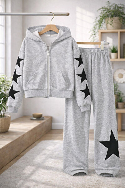 Kids Yıldız Baskılı 3 İplik Altı Polarlı Çocuk Alt-Üs