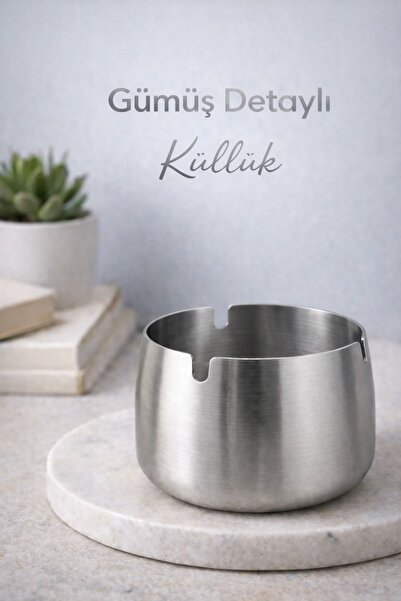 MİMOZA PARK Metal Ashtray Modern Design Stylish and Elegant Ashtray Steel Ash...