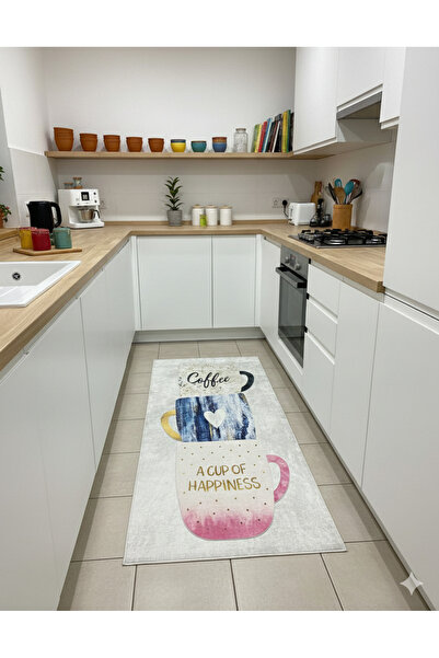 MyDecoRoom Makinede Yıkanabilir Kaymaz Taban Antialerjik Dekoratif Mutfak Halısı