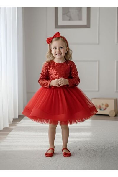 Mixie Βραδινό φόρεμα για πάρτι γενεθλίων με μακριά μανίκια παγιέτες και βελού...