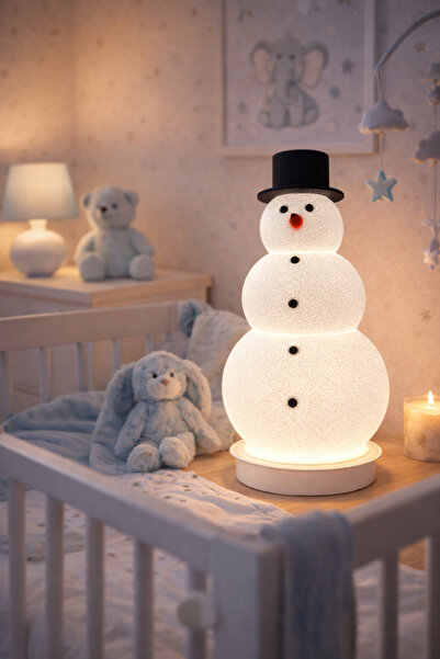 Muvesta - Kardan Adam Figürlü Abajur Gece Lambası Şarjlı Sensörlü 2 Farklı Ay...