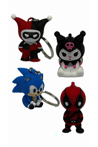 HUBTHREED Premium Kalıp Palet Baskı 3D Anahtarlık Seti 4 Farklı Figür Model 1...