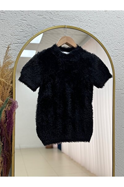 MİHRA STORE Gennaya Short Sleeve Soft Sweater-Zi̇5582 Black