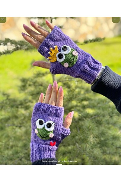 diğerr1 Frog Fancy Gloves,Purple Gloves,Trendy Gloves