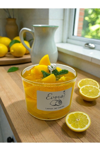 EVORADESIGNE Evora Design Limonlu Reçel Görünümlü Jel Mum – Dekoratif El Yapı...