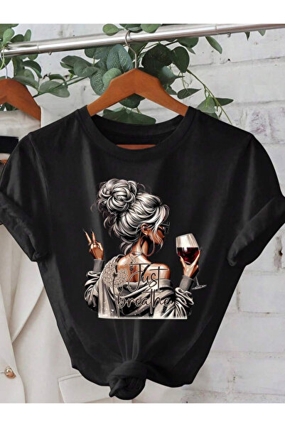 one button Unisex Just Breathe Baskılı Basic Bisiklet Yaka Regular T-shirt %1...