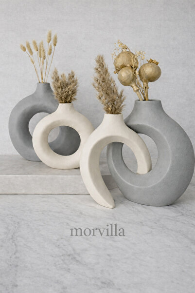 MorVilla Sevgili Vazo ve Halka Seti | Modern Minimalist Dekoratif Obje | El Y...