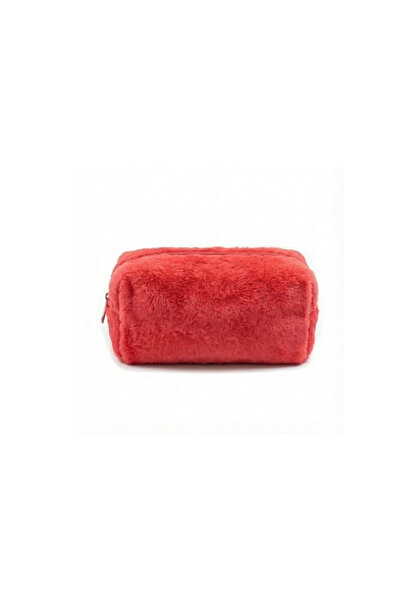Valenora Red Plush Fabric Single Compartment Travel and Makeup Bag