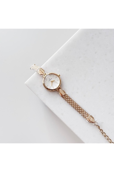 Vesce Atelier Straw Cord Gold Watch White