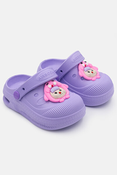 Beınsteps Işıklı Çocuk Sandalet Terlik Havuz Okul Kreş Günlük Işıklı Unisex Lila Sandalet Terlik