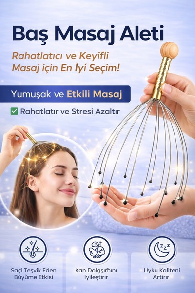 MİMOZA PARK Kafa Masaj Aleti Baş Boyun Kafa Masaj Saç Kaşıma Teli