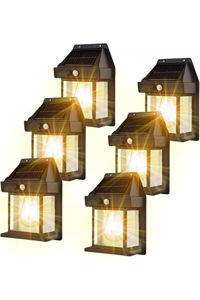 OEM Set of 6 solar lamps | Lantern design, motion sensor, warm light, 18W