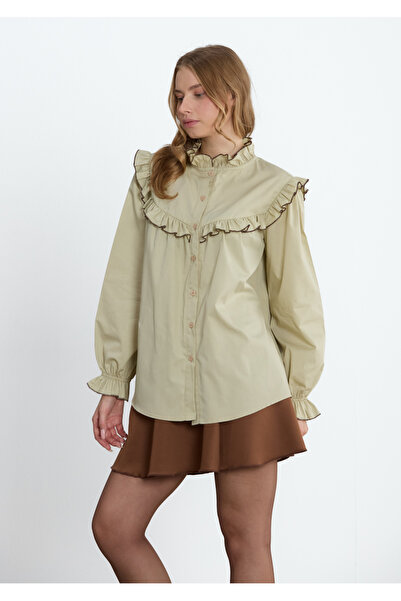 LADYA COLLECTION Cămașă Florine din bumbac cu croială lejeră și detalii Guipu...