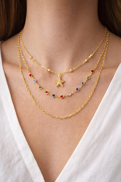 ALYA Trend 3’lü Gold Zincir Set