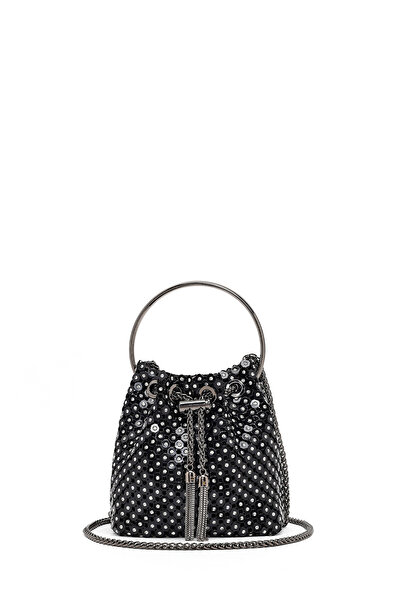 Derimod Women's Black Long Chain Strap Stone Mini Evening Dress Handbag 25Wbd...