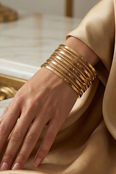 bacc 316L Çelik Kalın Kelepçe Bileklik Kadın Bilezik Ayarlanabilir Kelepçe BC...