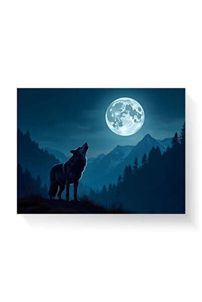 Printees Painting - Wolf howling at the moon