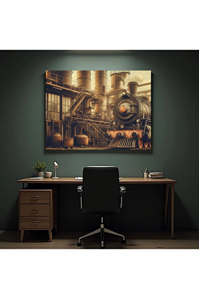 Printees Painting - Steam locomotive in the factory - Canvas on chassis