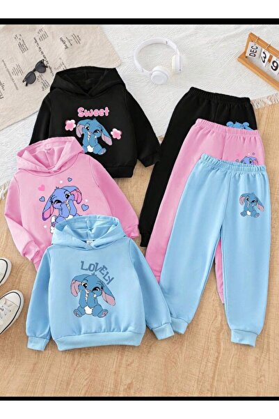 No Plan Girls' Six-Piece Three-Piece Set Hooded Tracksuit Set