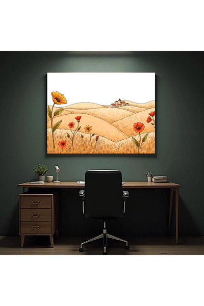 Printees Tablou - Desen naiv, Dealuri - Canvas pe șasiu