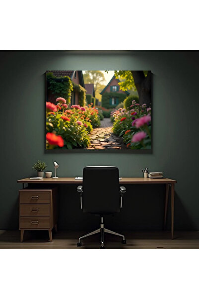 Printees Painting - Alley with flowers - Canvas on frame