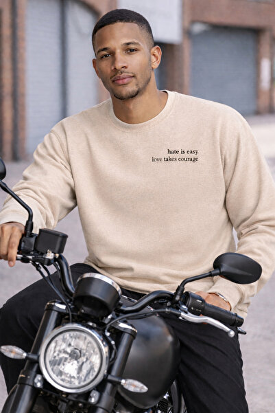 ArtYus 3 Threads Hate Is Easy Love Takes Courage Printed Unisex Circular Neck...