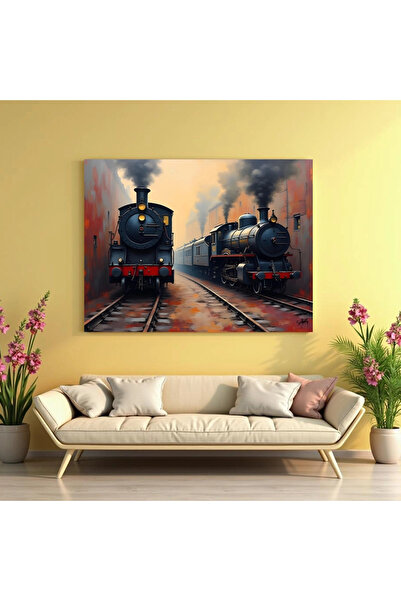 Printees Tablo- Două locomotive cu aburi