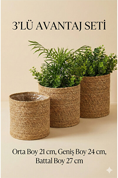 sever ithalat Set of 3 Wicker Jute Baskets - Decorative Cobalt in 1 Case & Mu...
